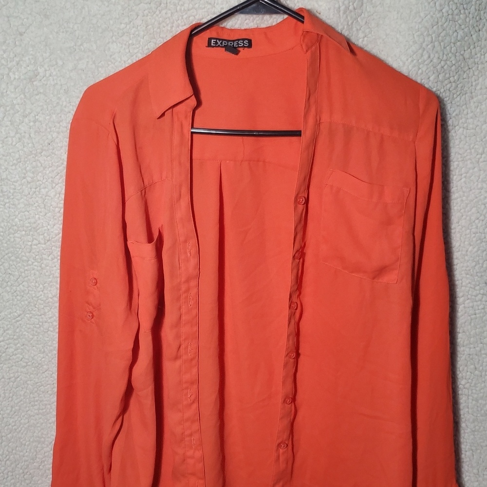 Orange/coral Express button up dress short